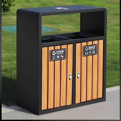 Outdoor Vertical Classification Garbage Bin Stainless Steel Garbage Bin