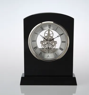 Black Clock Clear Glass or Crystal Table Clock