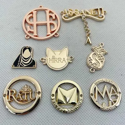 Heap Zinc Alloy Made Garment Accessories Custom Swimwear Brand Logo Engraved Gold Bag Shoe Clothing Metal Tag Labels