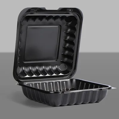 Hinged Container 8X8" Eco Plastic Mfpp Takeout Restaurant Disposable Clamshell to Go Lunch Food Container