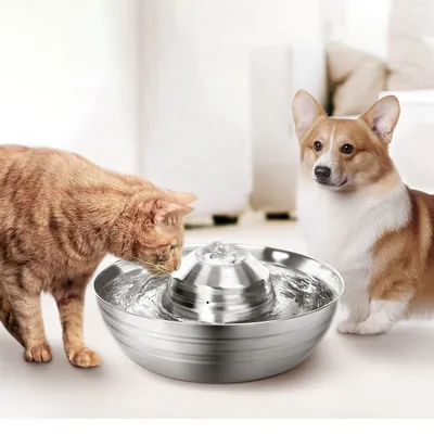 Zmaker 2L Cat Water Fountain Stainless Steel Pet Water Dispenser