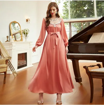 New Orange-Pink Mesh Hollowed out Stitching Hand-Sewn Drill Super Fairy Dress