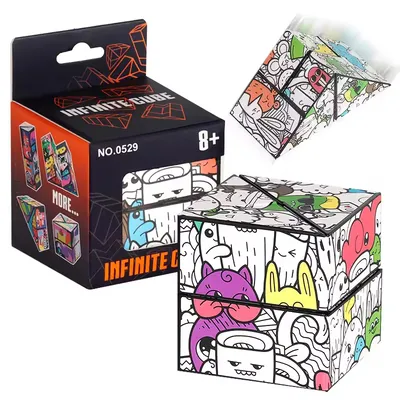 Graffiti Infinity Shape Shifting Box Cube Toy Creative Folding Infinite Magic Cube Toys Puzzle Offices Stress Cubes Fidget Toy
