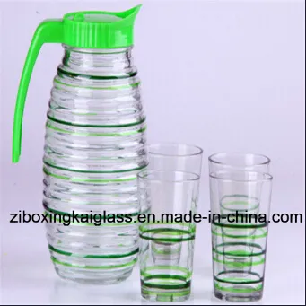 Glass Pitcher with Hand Drawing
