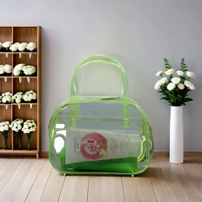 Wholesale Clear Green PVC Toiletry Organizer with Personalized Logo