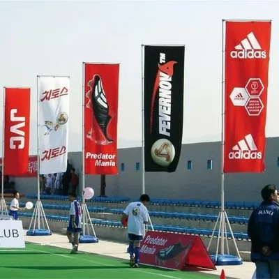 Custom Printed Rectangle Advertising Banner Exhibition Nobori Flags Pole Stand