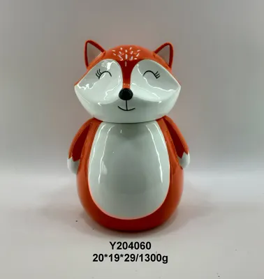 Ceramic Animal Happy Fox Box