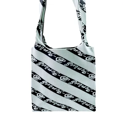 Knitted Tote Bag Shoulder Bag Colorful Patterns Handbag Fashion Vintage Knitted Shoulder Bag
