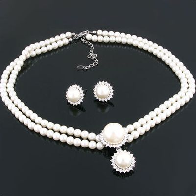 2017 Fashion Pearl Beads Customized Wedding Necklace Set