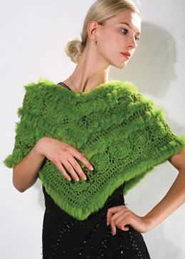 Crochet Cape With Rabbit Fur (C-002)