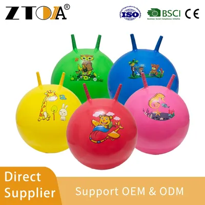 Multi-Pattern Inflatable PVC Hopper Ball for Kids with Handle Outdoor Indoor Toy