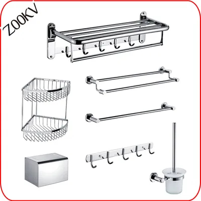 304 Stainless Steel Sanitary Ware Wall Mounted Washroom Restroom Bath Toilet Shower Shelf Towel Rack Toilet Holder Bathroom Accessory Set Fitting Hardware