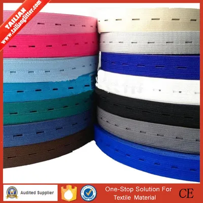 2016 Tailian Custom Colored Eyelet Buttonhole Adjustable Elastic Band Tape