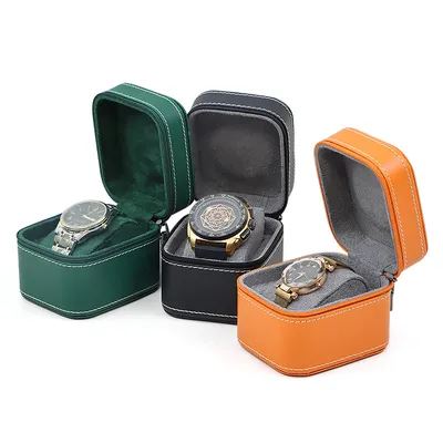 Luxurious PU-Stitched Watch Box with Zipper Watch Storage