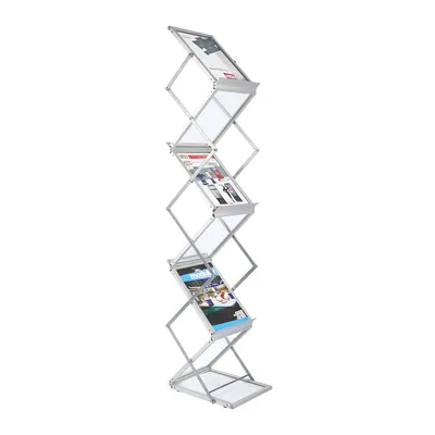 Magazine Rack, Brochure Display Stand, Catalog Literature Rack Portable Pop up Aluminum Catalog Holder Stand Foldable