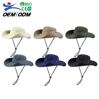 Custom Plain Fashion Large Brim Sun Protection Climbing Bucket Hat Camping Fisherman Hat for Women Men