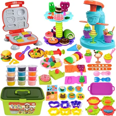 3 in 1 DIY Color Clay Tools Toy Creations Food Color Dough Modeling Clay for Kids
