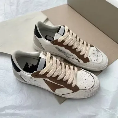 Genuine Leather Goose Sneakers Anti Slip Comfortable Board Golden Dirty Basketball Shoes