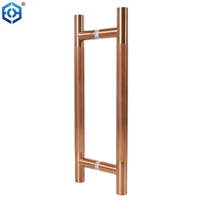 Rose Gold Stainless Steel H Type Knurled Glass Door Pull Handle
