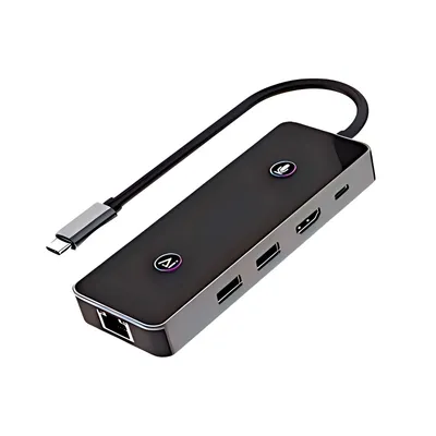 7-in-1 Ai USB C Hub Smart Voice Control Docking with HDMI Gigabit Ethernet 2 USB 3.0 Ports 100W Pd Charging Ai Transcription & Translation for MacBook PRO/Air