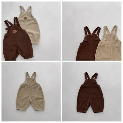Spring Autumn Children Unisex Cotton Checkered Suspender Overalls Baby Pants Children's Overall