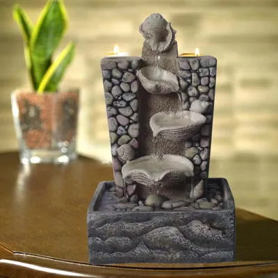 Resin Fountain with Candle Holder for Home Decor