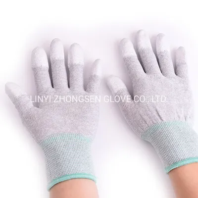 Most Popular 13 Gauge Carbon Fiber PU Coated Gloves Finger Coated ESD Gloves