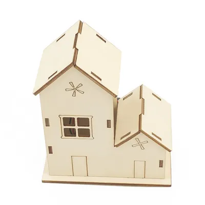 Colorful Lamp Illuminated Cabin Kit Children DIY Stem Creative Scientific Programming Technology Learning Wooden Steam Educational Toy