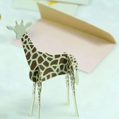 DIY Giraffe Paper Greeting Cards with Envelope for Gift