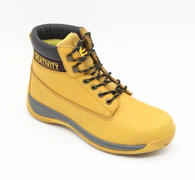 Men's Light Brown Boots Industrial Leather Safety Footwear