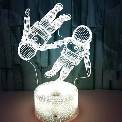 New Astronaut Colorful 3D Light Creative Touch 16 Color Remote Control Table Lamp 3D Night Light, Christmas Decoration LED Light