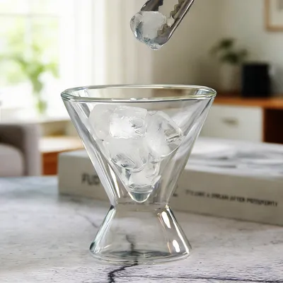 Triangular Funnel Shaped Double Wall Glass Insulated Coffee Espresso Cup