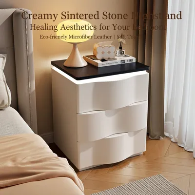 Stylish Wooden Nightstand, Elegant Bedroom Side Table Furniture Nightstand Bedside Table