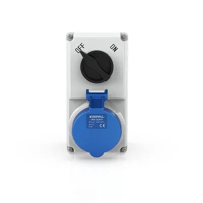 Cee 3p 4p 5p 32A German Standard Waterproof industrial Combination Switch Socket IP44 Interlock Switch and Socket with Isolator