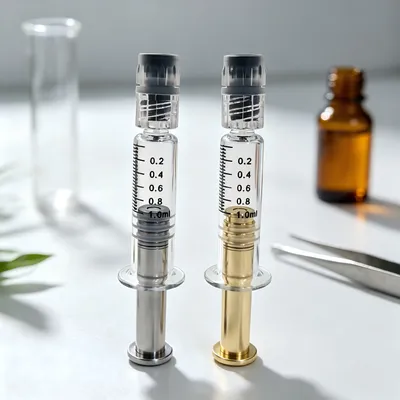 Metal Plunger Rod 1ml Glass Syringe with Colorful Scales, Air-Venting Extract Dispenser