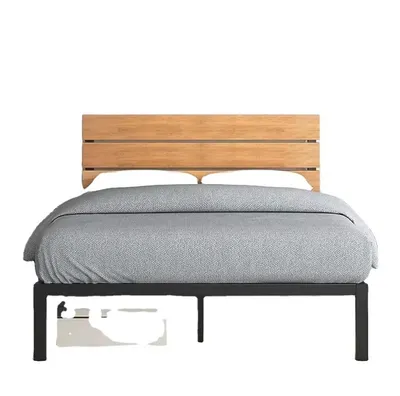 2024 New Metal and Bamboo Platform Bed Frame Wooden Strip Supports for Easy Assembly of Wooden Metal Beds Without Spring Boxes