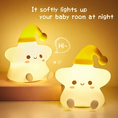 Cute Star Night Light Lamp, Portable Color Children Night Light