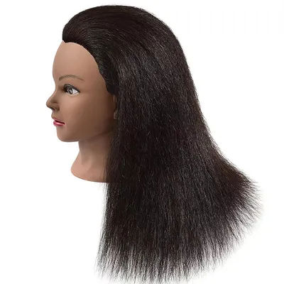 African American Mannequin Head with Real Human Hair for Braiding Hair Training Hairart Barber Hairdressing Head