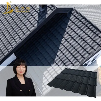 Eco-Friendly Green Construction Materials Waterproof Gray Black Stone Coated Metal Roof Tile