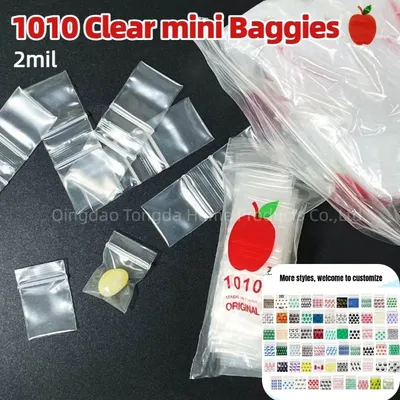 1010 Small Plastic Clear Apple Printed Resealable Seal Mini Ziplock Bag