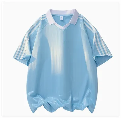 V Neck Raglan Short Sleeve T-Shirt Stripe Decoration Texture Oversized Drop Shoulder Shirt