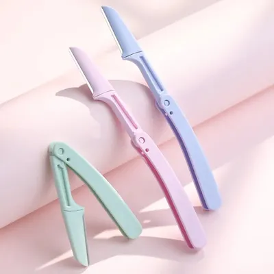 3PCS Professional Precision Saft Foldable Eyebrow Razor Set Facial Hair Removal Eyebrow Trimmer Kit for Women Men