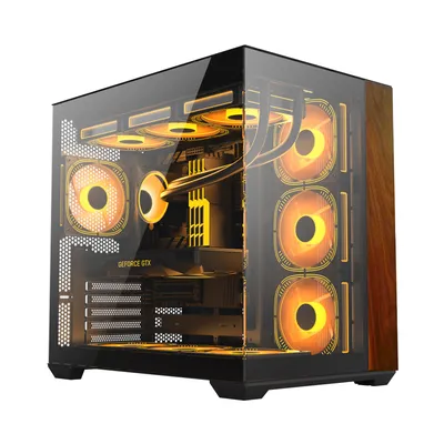 Gabinete MID Tower Sea View PC Gaming Case with Wooden Panel