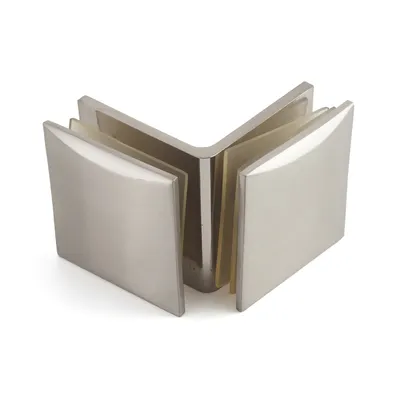 90 Degree Glass to Glass Corner Glass Clamp Brass Nickel Surface