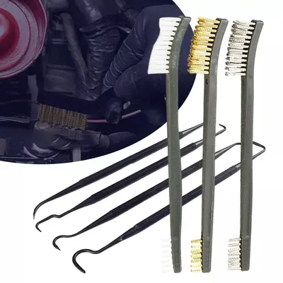 Gu N Cleaning Brush & Pick Kit-Double Ended Brass Copper Nylon Steel Brush & Ploymer Metal Picks Set