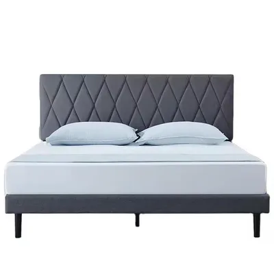 Sturdy Wooden Full Bed Frame with Elegant Upholstered Design