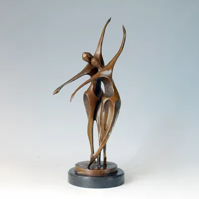 Abstract Bronze Dancing Couple Sculpture