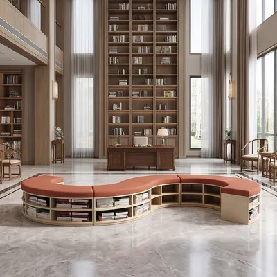 Custom S Shape Public Waiting Lounge Sofa Fabric Office Reception Couch Modern Library Reading Lounge Storage Sofa Commercial Leisure Modular Seating Sofa