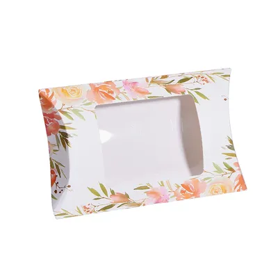 White Coated Paper Foldable Cosmetic Pillow Box with PVC Window