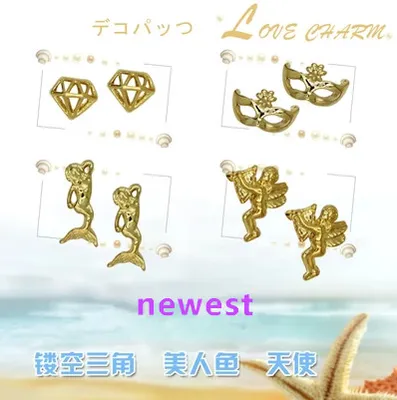 Fashion Gold Plated 3D Alloy Nail Art Mask Design